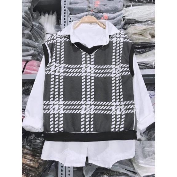 [FREESHIP] Áo ghi lê kẻ đen cổ V