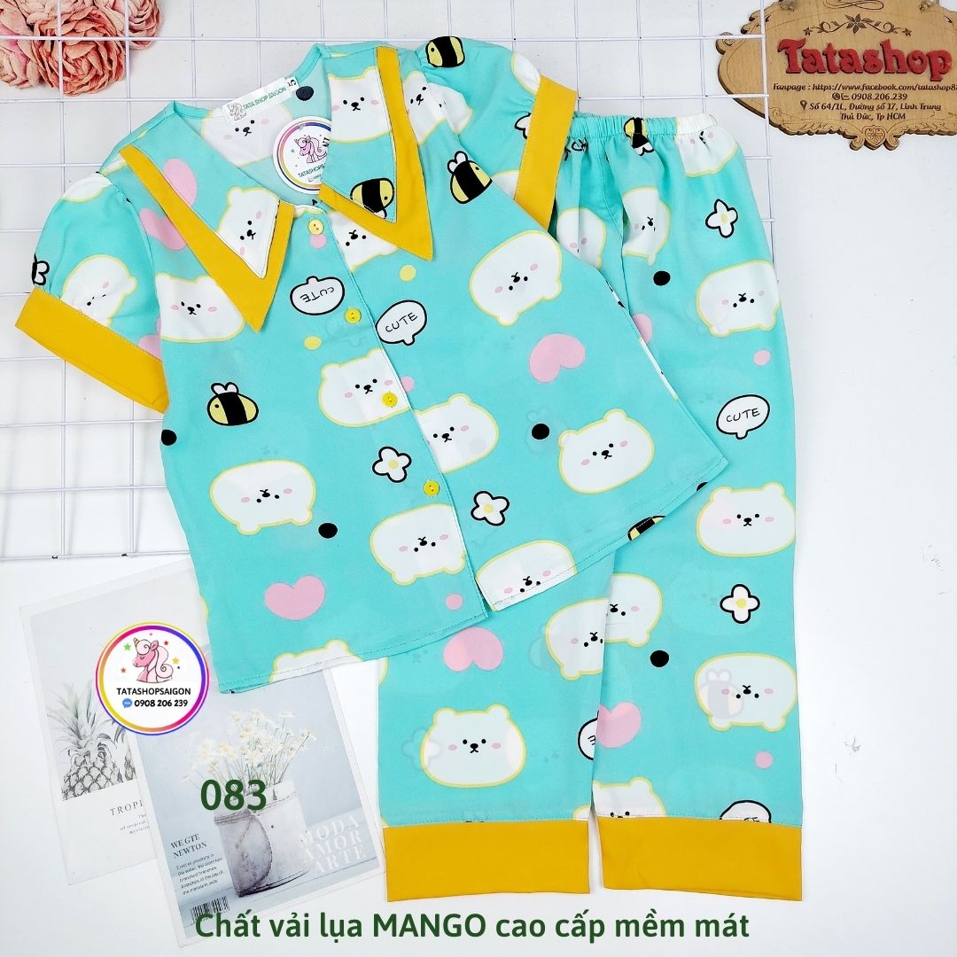 20 đến 42kg - Bộ pizama bé gái bộ ngủ bé gái tay ngắn quần dài vải lụa mango cao cấp 089