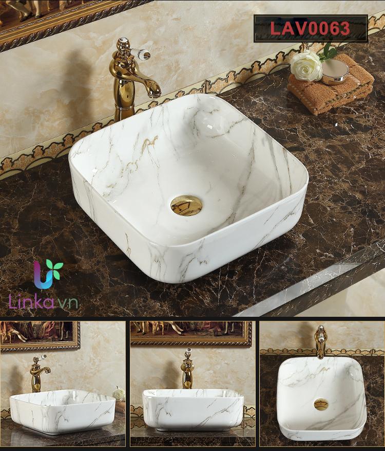 Chậu rửa lavabo gốm sứ nghệ thuật LAV0063 – Phong cách sang trọng trang nhã