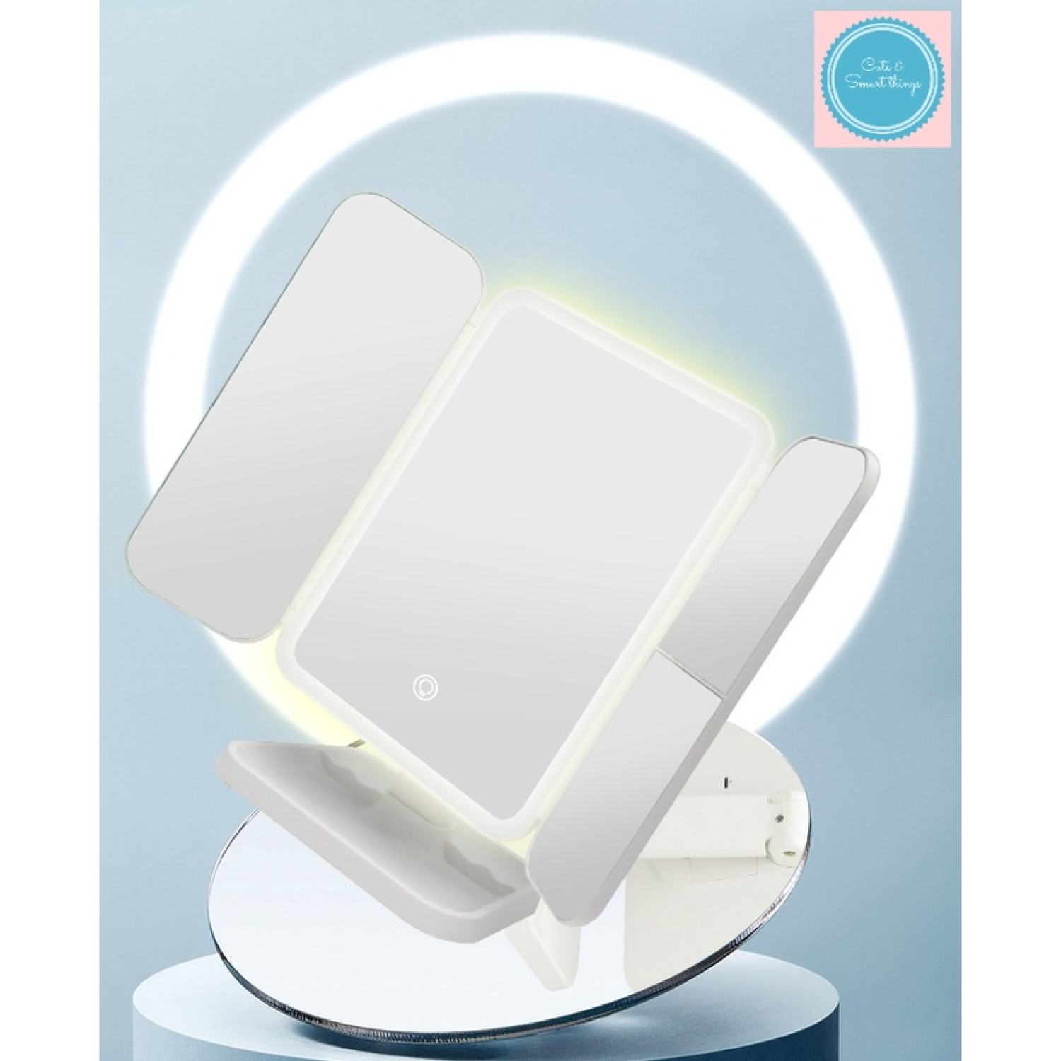 Gương trang điểm có đèn LED 3 màu cảm ứng