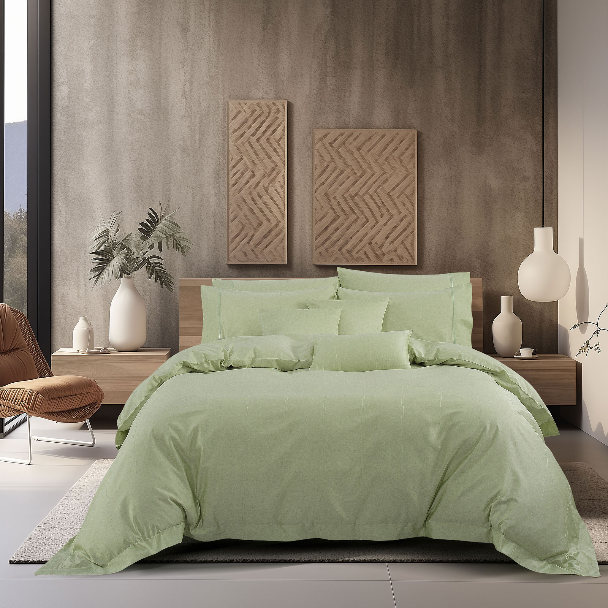 Bộ Ga kèm Vỏ chăn Akemi Cotton Select Affinity v2, gồm 6 món (King/Queen)
