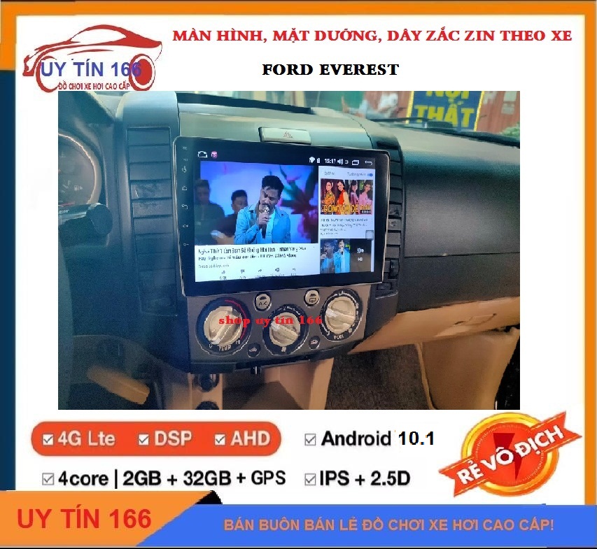Màn hình android lắp sim 4g, android 10. ram 2g rom 32g cho xe ford everest 2009, ips chống chói, kính cường lực 2.5d, màn hình có dsp âm ly nghe nhạc chuẩn, màn hình dvd android, đồ chơi ô tô cao cấp