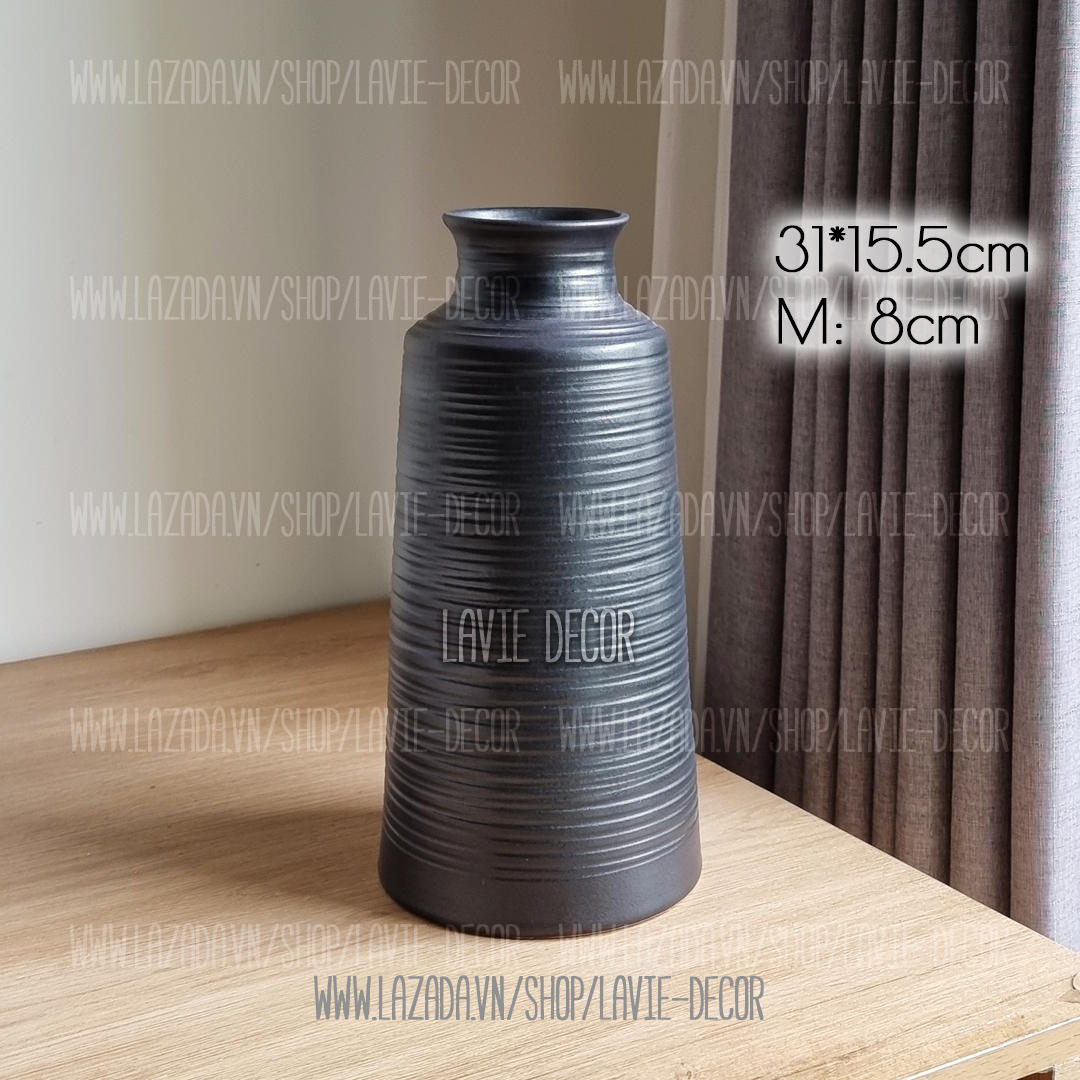 Lọ hoa gốm sứ men đen Bát Tràng