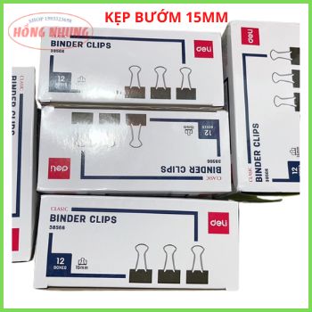 Combo 1 hộp lớn kẹp bướm deli loại 15mm; gồm 12 hộp nhỏ; mỗi hộp nhỏ có 12 cái kẹp bướm; hồng nhung shop