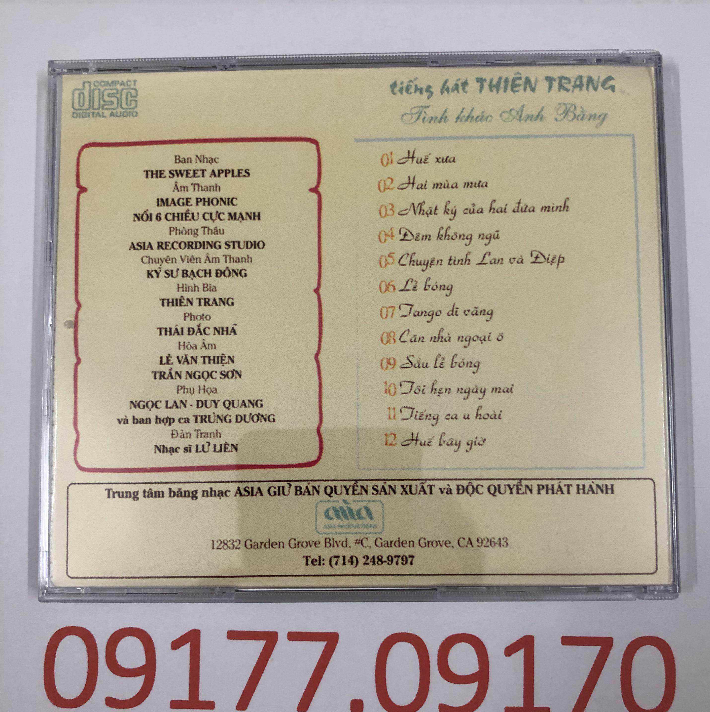 [HCM]CD Tiếng Hát Thiên Trang - TÌnh Khúc Anh Bằng