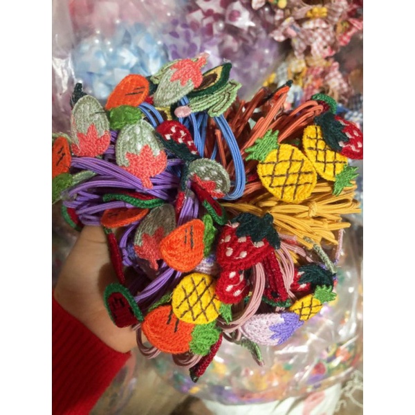 Set 5 dây buộc tóc len trái cây
