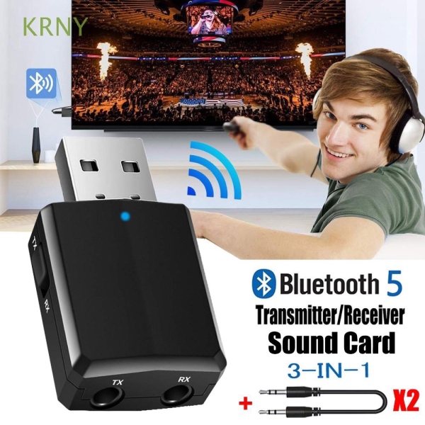 Mini speaker KRNY Speaker Headphone Mini 3.5mm Stereo  Wireless Dongle Digital Devices 3 in 1 Bluetooth 5.0 Adapter