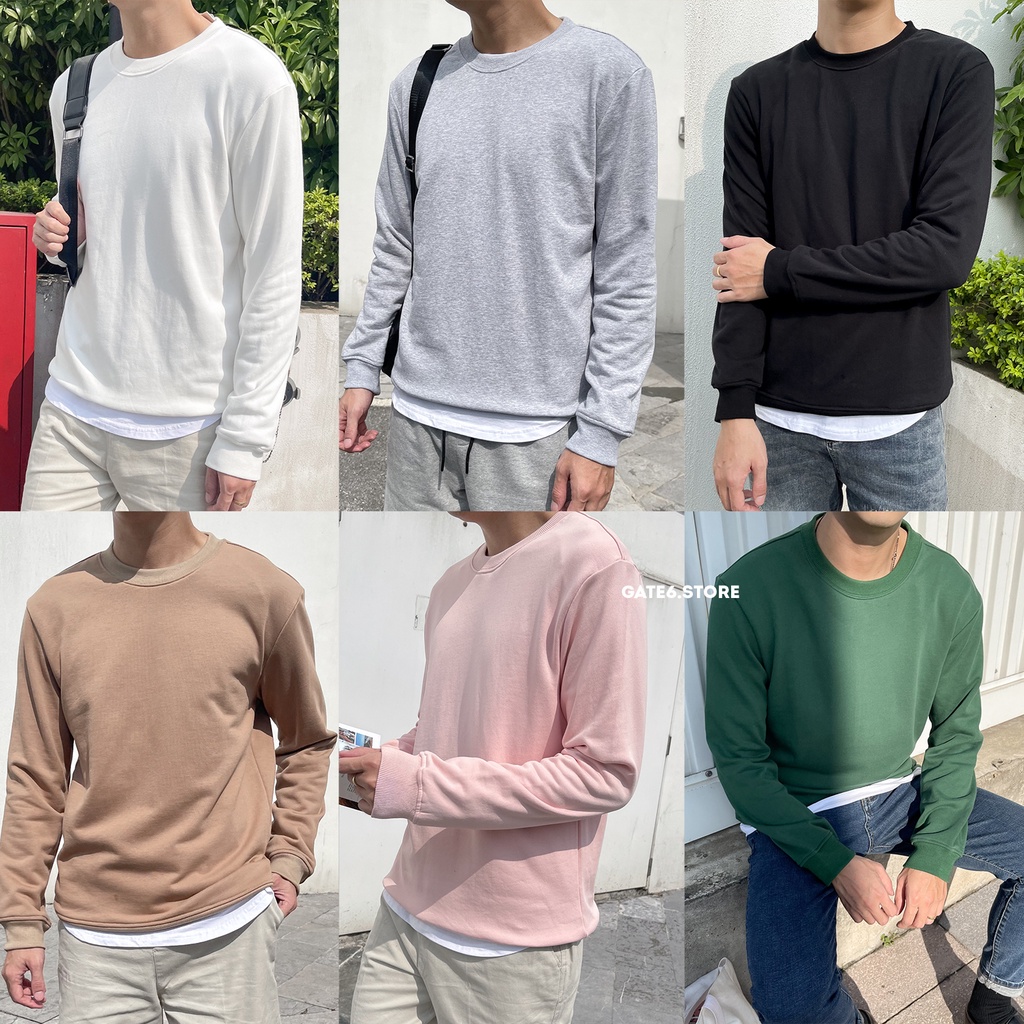 Áo Nỉ Nam Essentials BT basic, áo cổ tròn vải nỉ cotton  định lượng 320gms style Hàn GATE6 - #4711