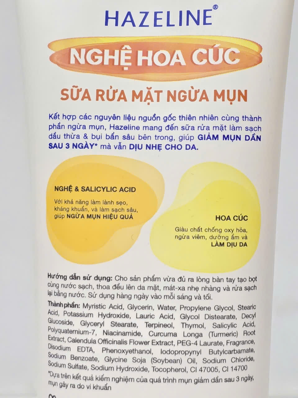 Sữa Rửa Mặt HAZELINE Yến Mạch Dâu Tằm Tràm Trà Cica Nghệ Hoa Cúc 100g