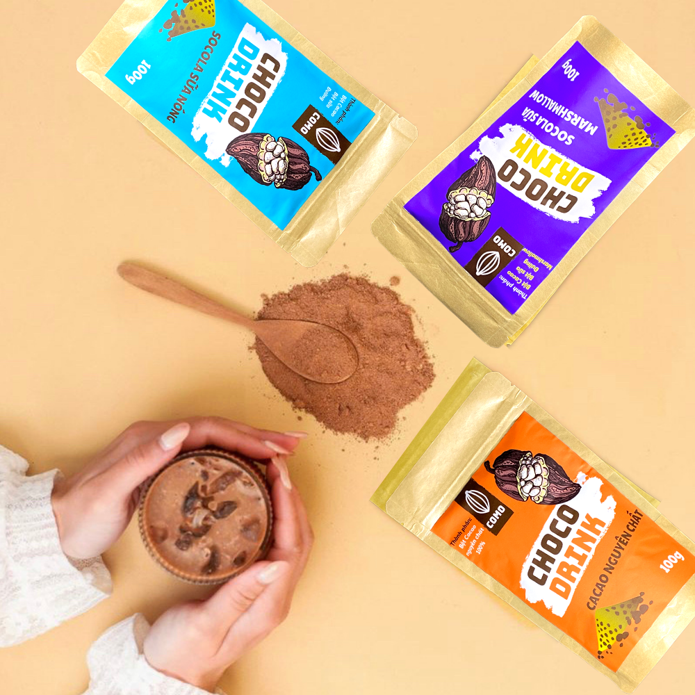 Bột socola sữa 3 trong 1 thơm béo đậm đà 100g Como Chocolate