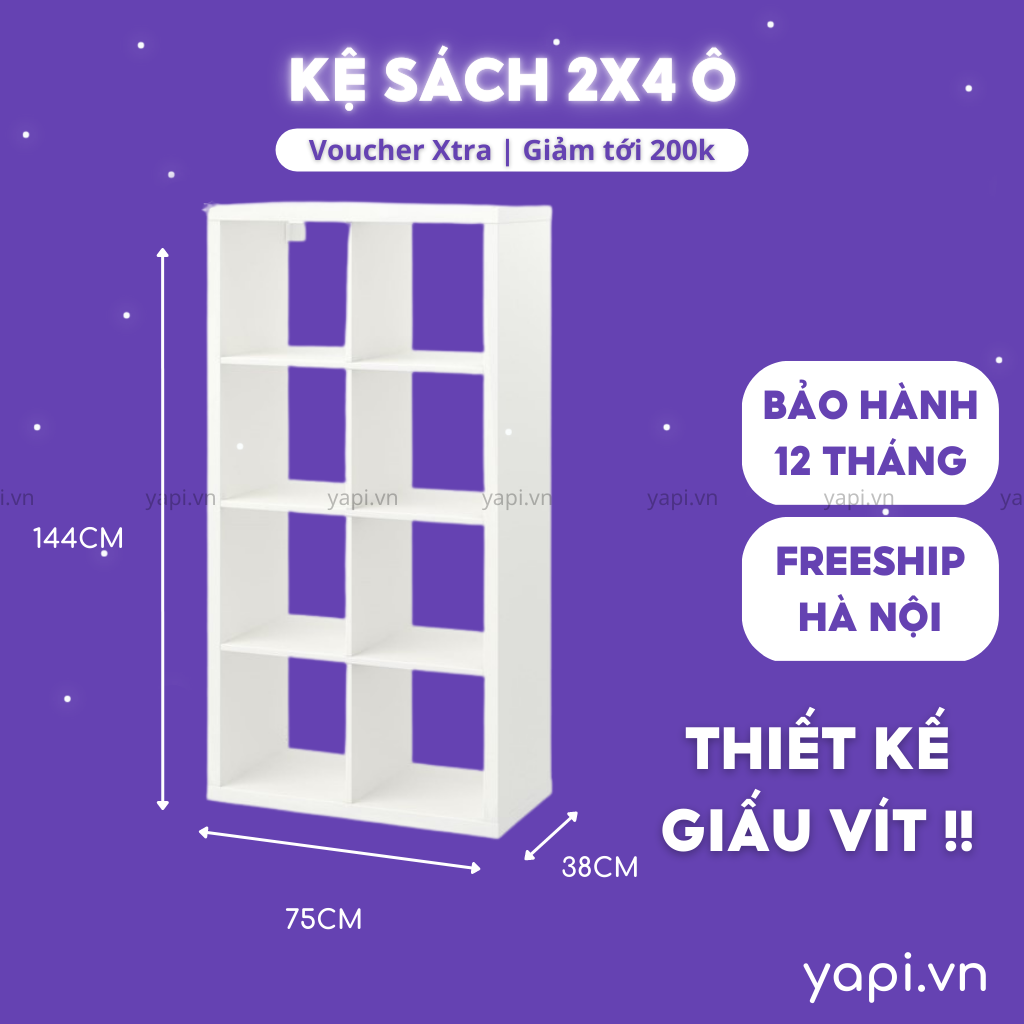 Kệ sách gồm 2 kệ 4 tầng hiện đại yapi -601