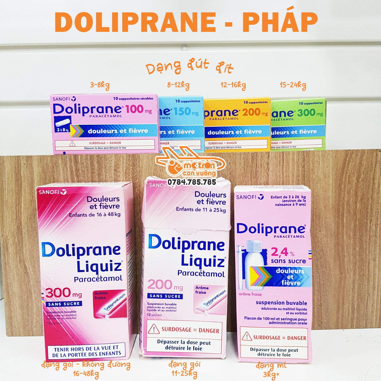 Hạ sốt đút đít Doliprane 200mg