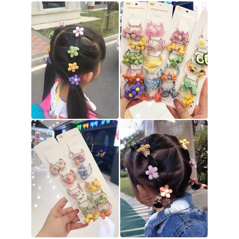 [HCM]Set 5 Dây Cột Tóc Xinh Xắn Cho Bé Gái