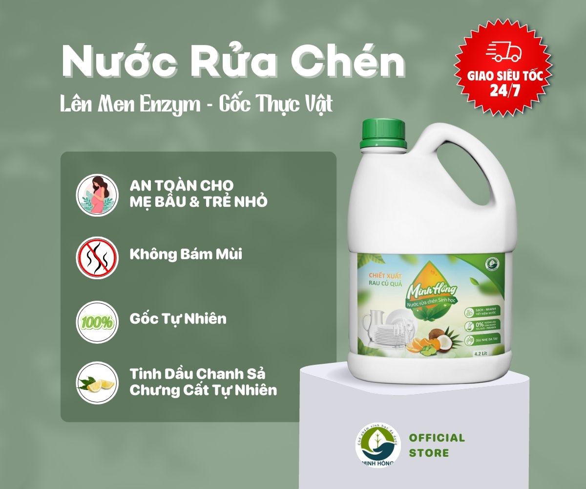 - nước rửa chén sinh học minh hồng 4.2lit - an toàn sức khỏe