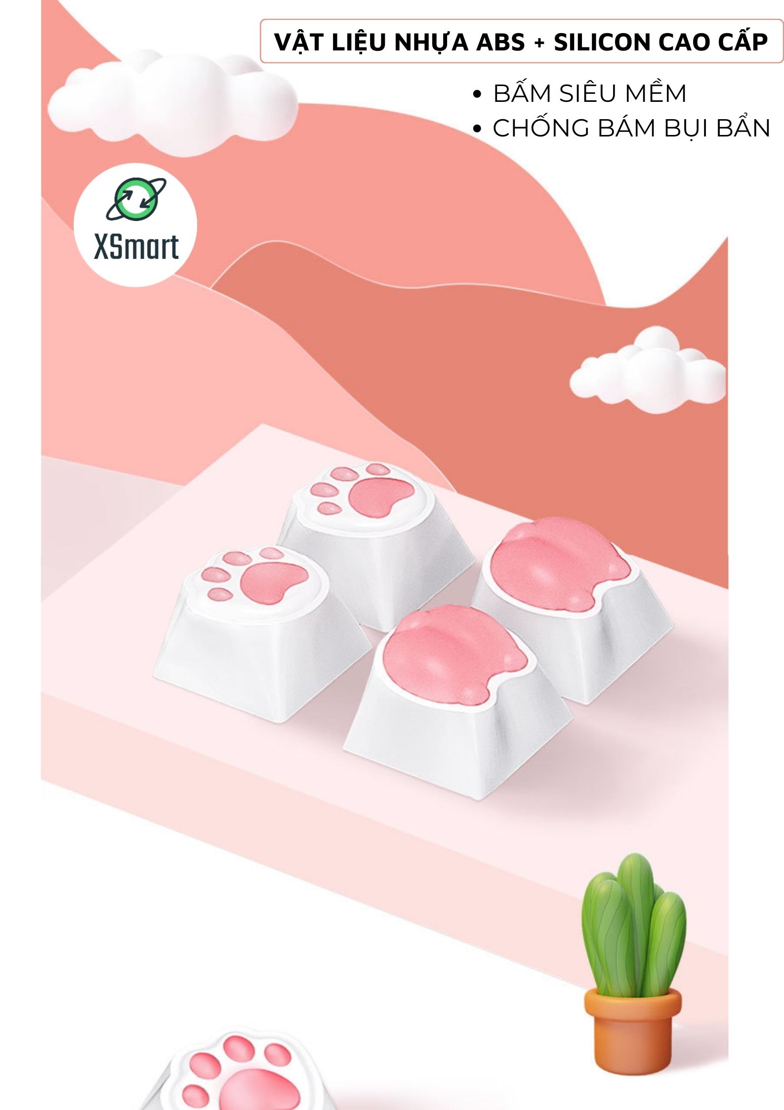 Keycap Lẻ Siêu Dễ Thương CUTE Cao Cấp Phủ Silicon Full Box Custom