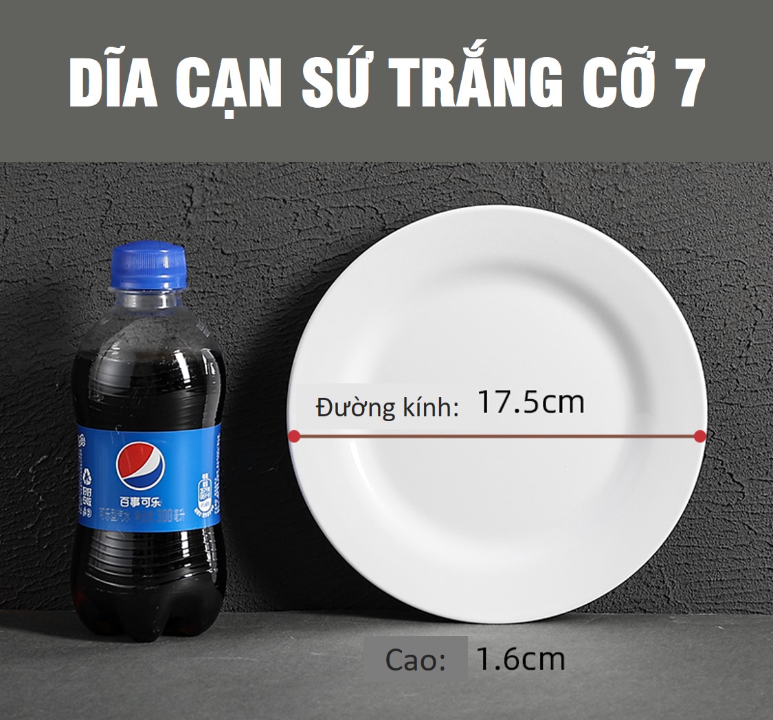 DĨA TRÒN CẠN SỨ TRẮNG – ĐỦ SIZE  (CỠ 6,7,8,9)