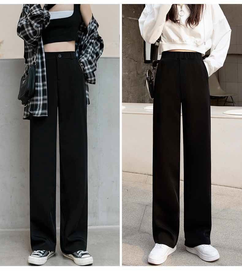 [Voucher 50k Freeship Max 0 đồng toàn quốc] Quần tây nữ ống suông, quần ống rộng khóa kéo chân, quần ống đứng màu đen mặc 2 kiểu phong cách chất vải dày - đt