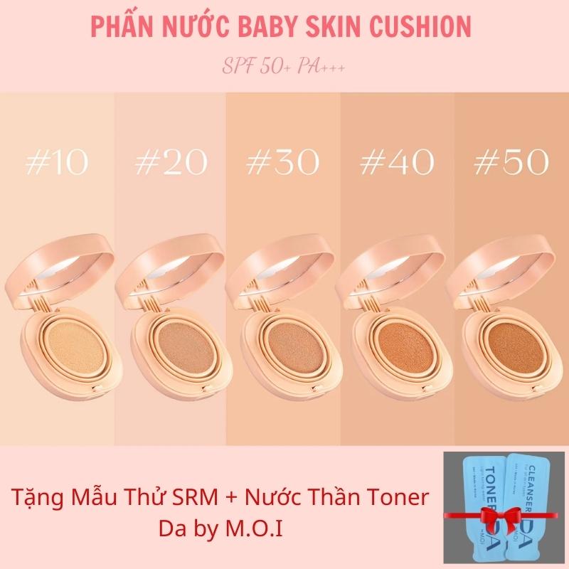 Tặng Mẫu Thử Da By M.O.I Bộ 5 Màu Phấn Nước Baby Skin Cushion Phiên Bản