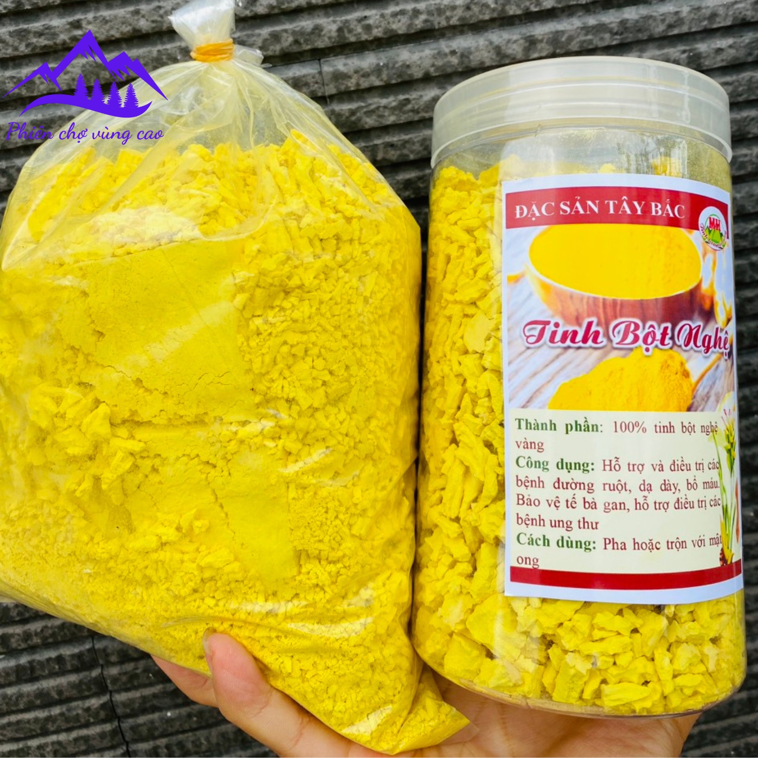 Tinh bột nghệ nguyên chất Tây Bắc xay lọc, tinh chế thủ công. Tinh bột nghệ vàng, đỏ nano dùng uống, trộn mật ong