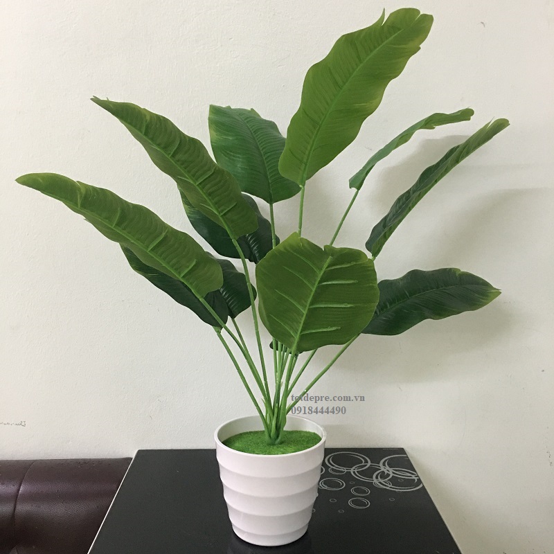 Cây lá dong riềng -Cây chuối giả đẹp như thật 12 nhánh cao 66cm