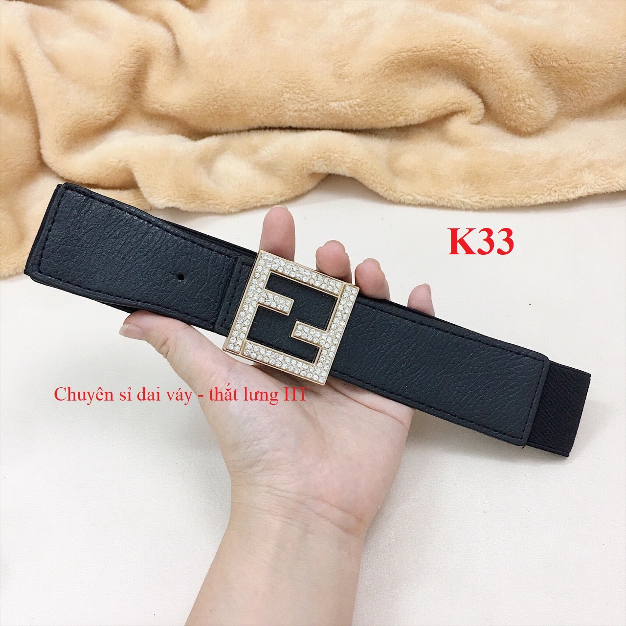Đai váy F đá vuông bản 4cm K33