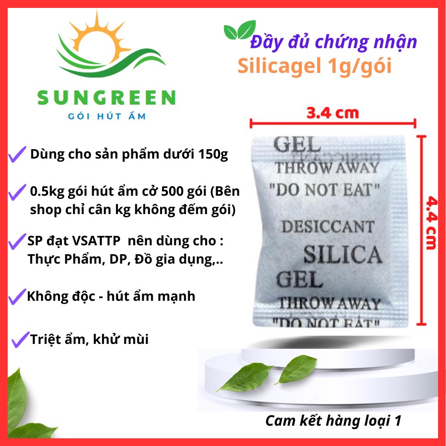 [HCM][HOT Silicagel] Cân Ký 1Kg Gói Hút Ẩm loại 1/2/3/5/10/20/50/100/200/500/1000g Silica Gel - Hạt chống ẩm mốc khử mùi quần áo bảo quản thực phẩm chống ghỉ set