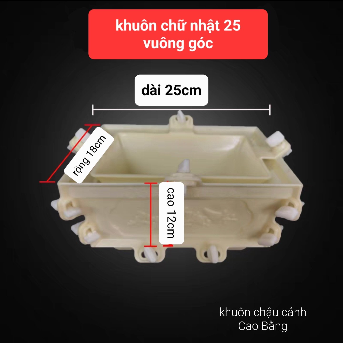 Khuôn đúc chậu cảnh  chữ nhật 25 [khuôn chậu Bonsai mini]