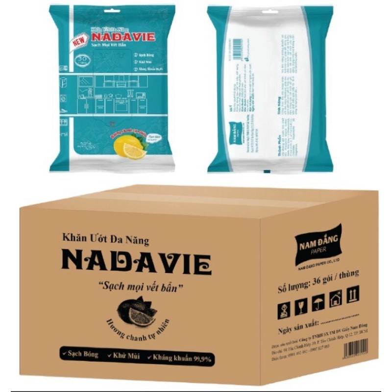 Khăn ướt đa năng Nadavie gói 30 tờ (lau bếp, lau bàn thờ, lau vật dụng)