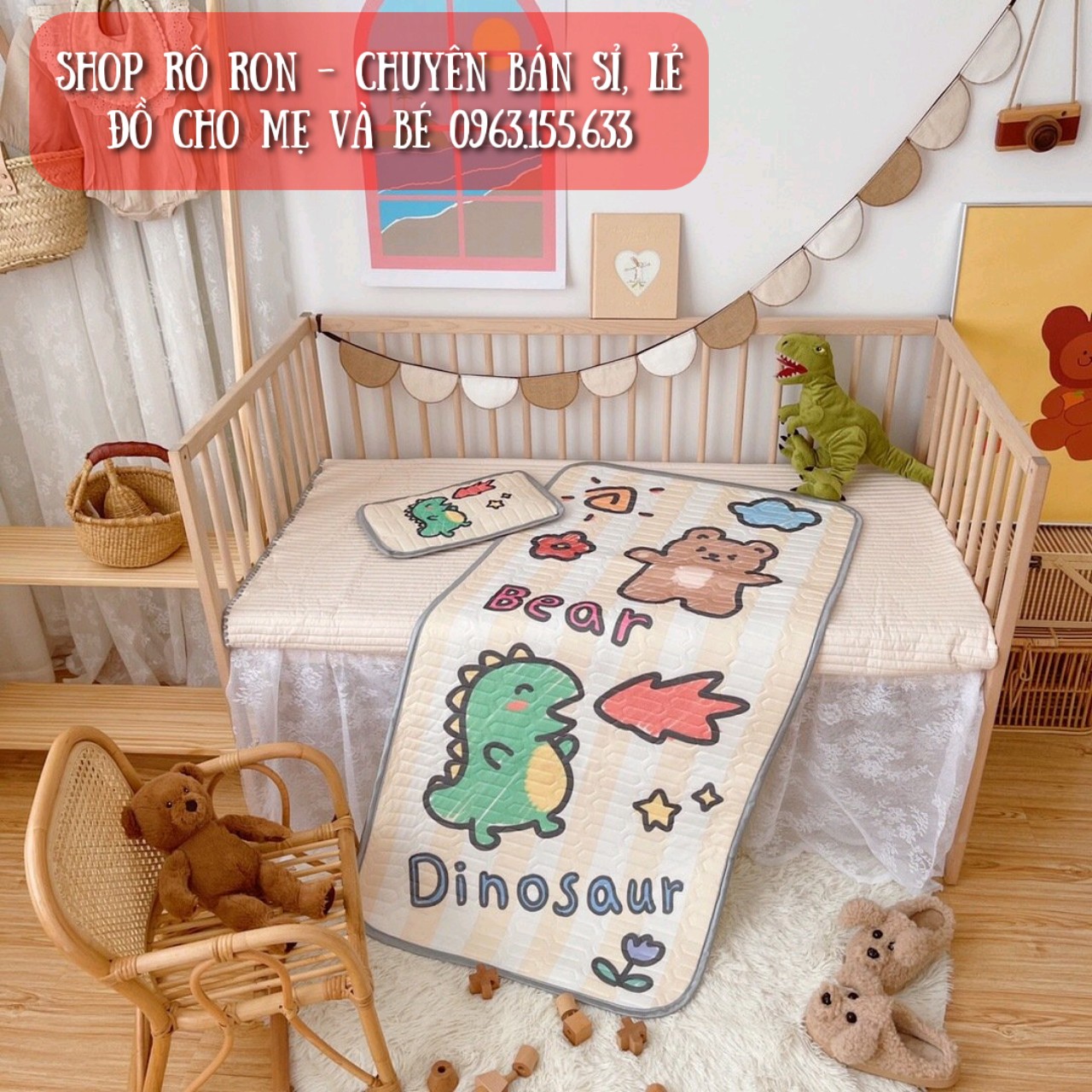 CHIẾU GỐI ĐIỀU HÒA LỤA CAO SU NON CHO BÉ