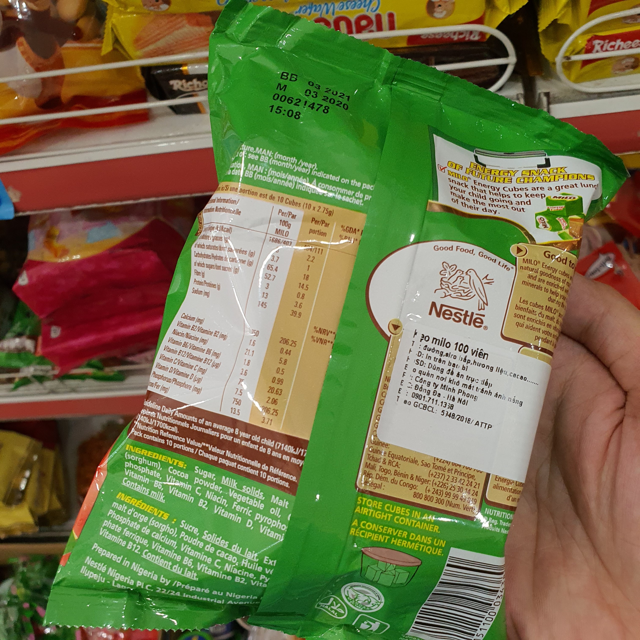Kẹo sữa milo cube 100 vien