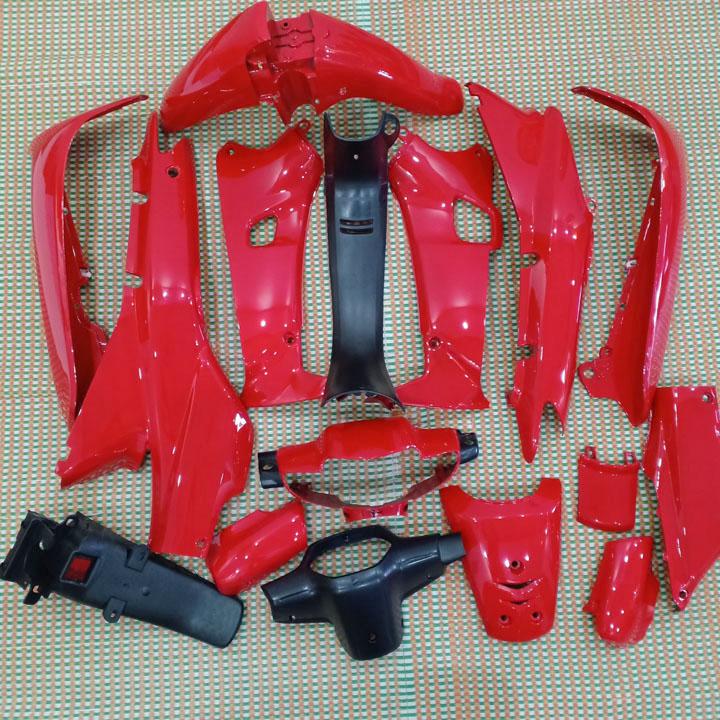 [TẶNG TEM] Bộ dàn áo xe WAVE 110 - wave THÁI - wave 1 bóng - màu ĐỎ CỜ, nhựa nguyên sinh ABS - có TẶNG BỘ TEM cao cấp