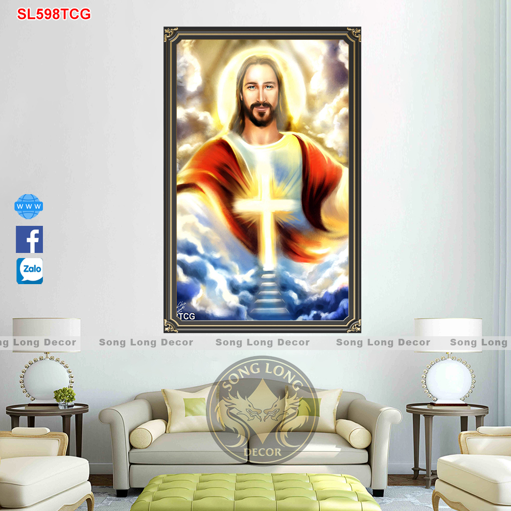 Tranh dán tường 3D Chúa Giê-su -SL598TCG- Tranh 3D công giáo - Song Long Decor