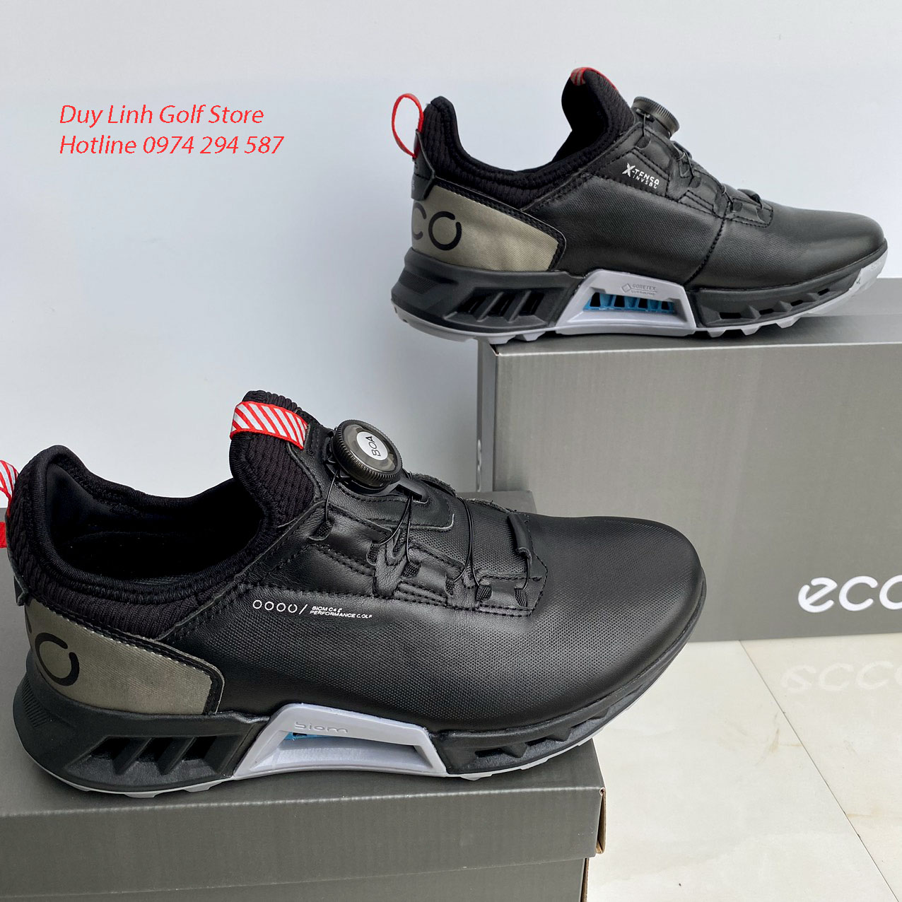 giày golf nam ecco, có nút vặn, chất liệu da pu cao cấp không thấm nước, đi êm chân, men's golf shoes, giày gôn nam