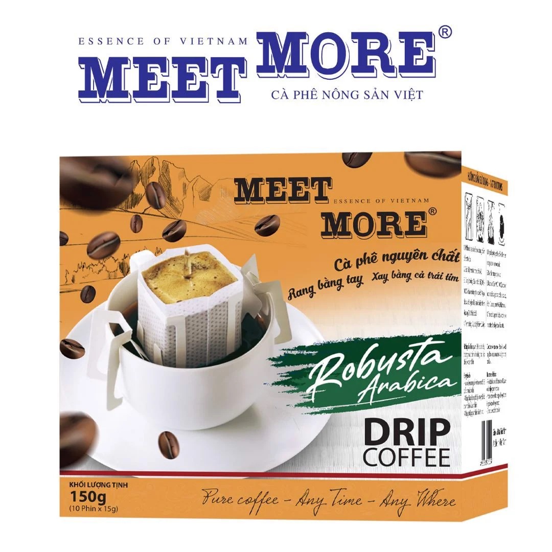 Hộp cà phê phin giấy Robusta và Arabica Meet More (10 túi x 15g)