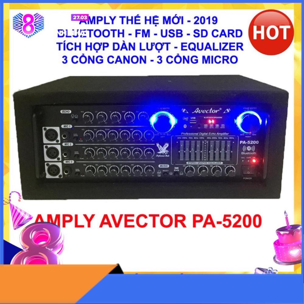 PHÚ THỊNH - Amply karaoke bluetooth - amply sân khấu - ampli karaoke gia đình hát hay AVECTOR PA-5200 BLUETOOTH