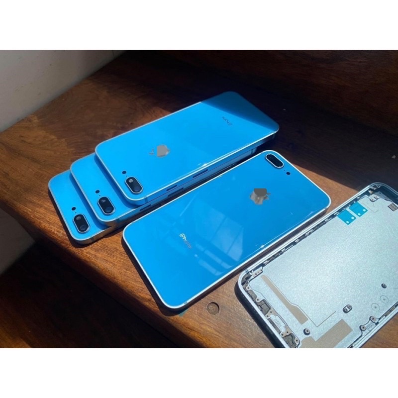 Vỏ cạnh vuông màu xanh dành cho 7plus độ 8plus mẫu mới