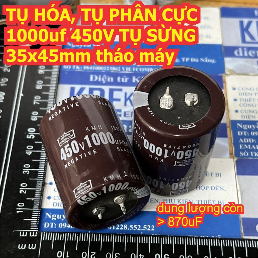 TỤ HÓA TỤ PHÂN CỰC TỤ SỪNG chân ngắn 1000uf 450V 30x50mm 35x45mm 35x40mm kde1837