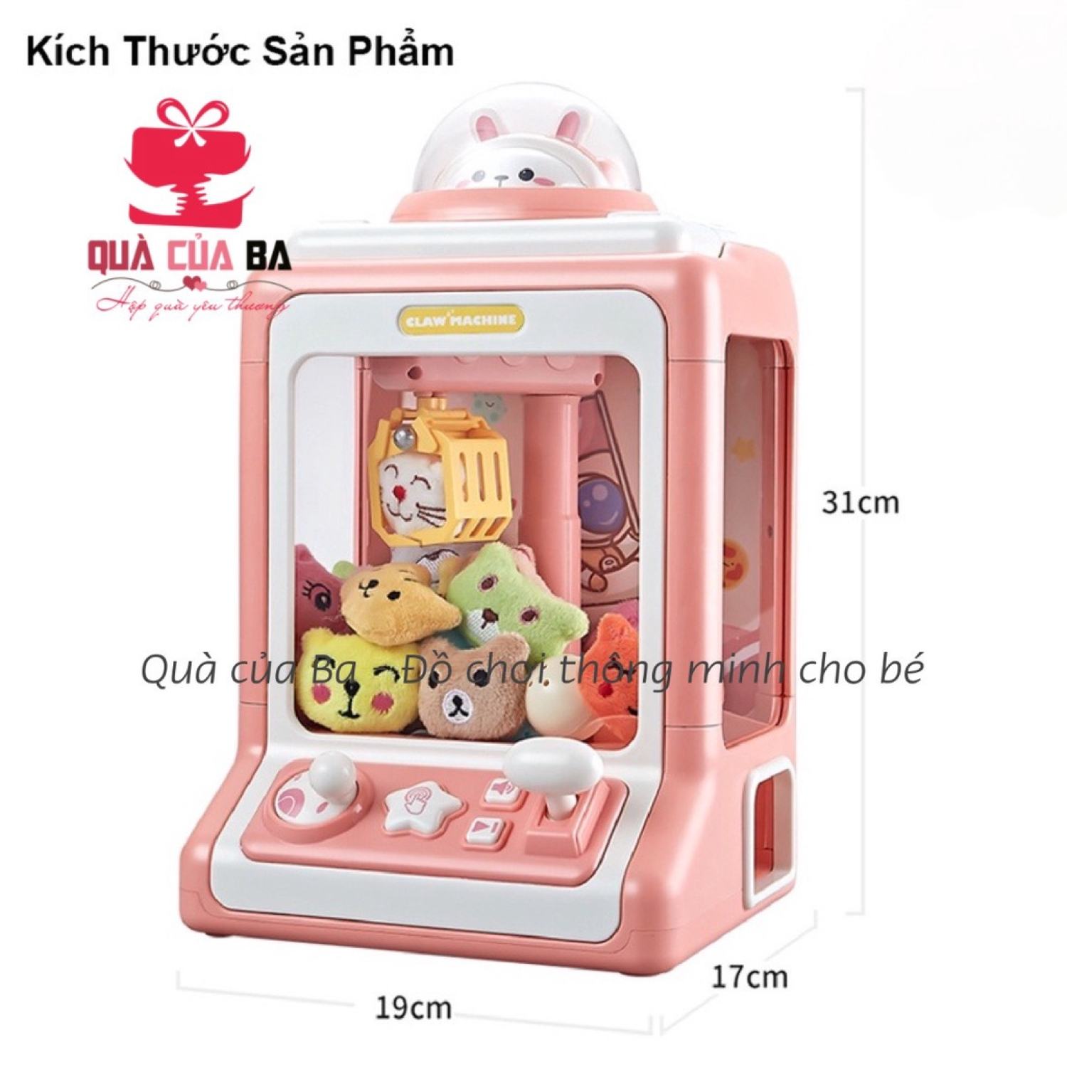 Đồ chơi máy gắp thú bông mini Rabbit Claw Machine có đèn, có nhạc cho bé