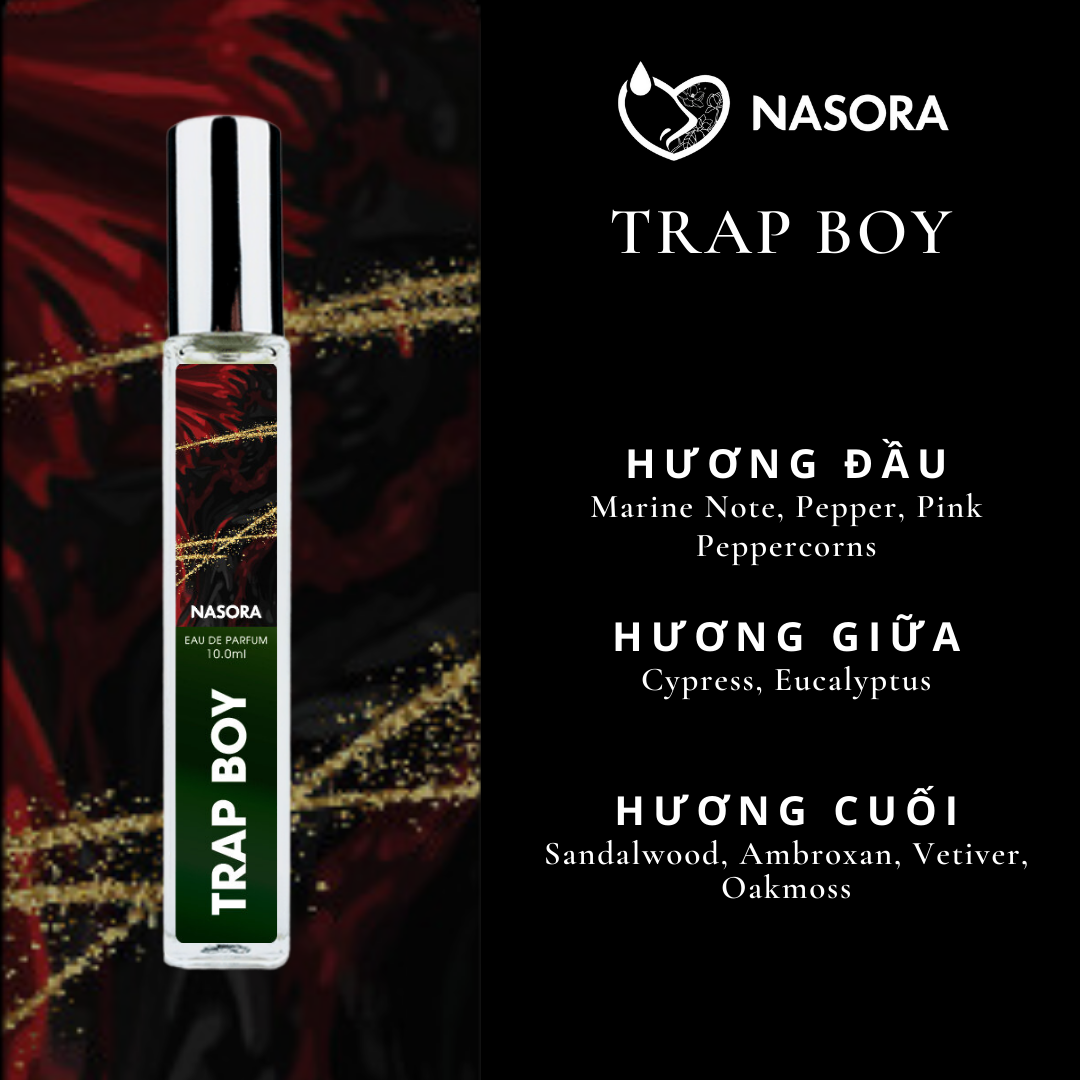 Nước Hoa Nam Trap Boy Nasora Premium Hương Thơm Quyến Rũ, Nam Tính, Cuốn Hút Chai 10ml