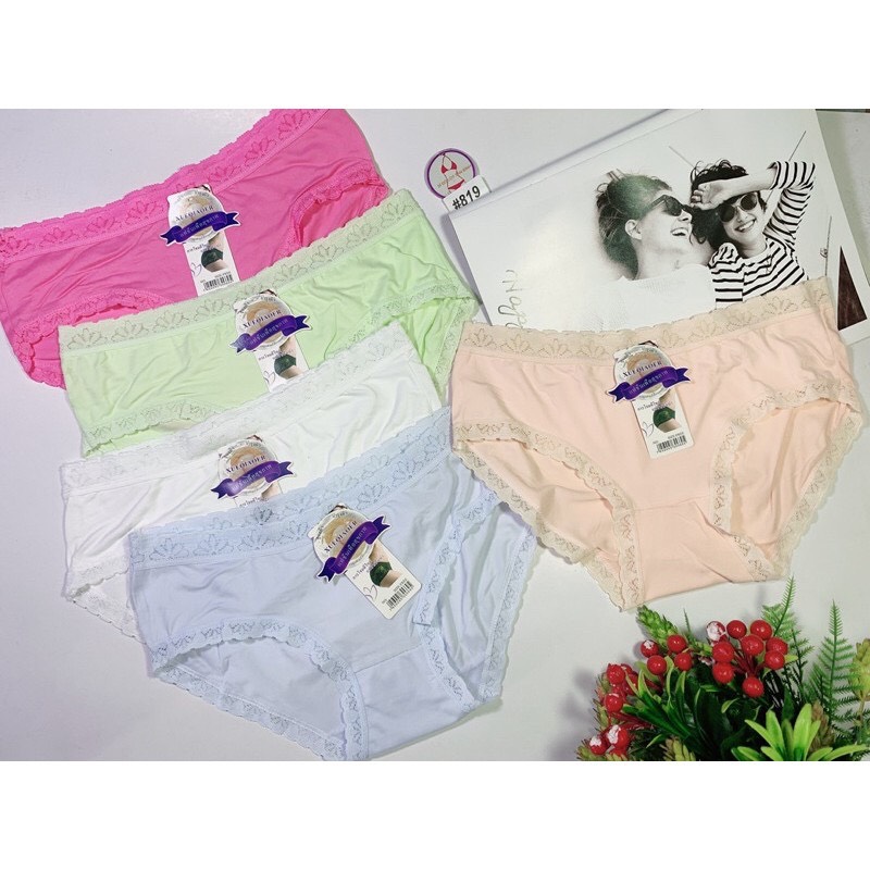 Bộ 10 quần lót nữ cotton pha ren 819, size từ 45kg-60kg