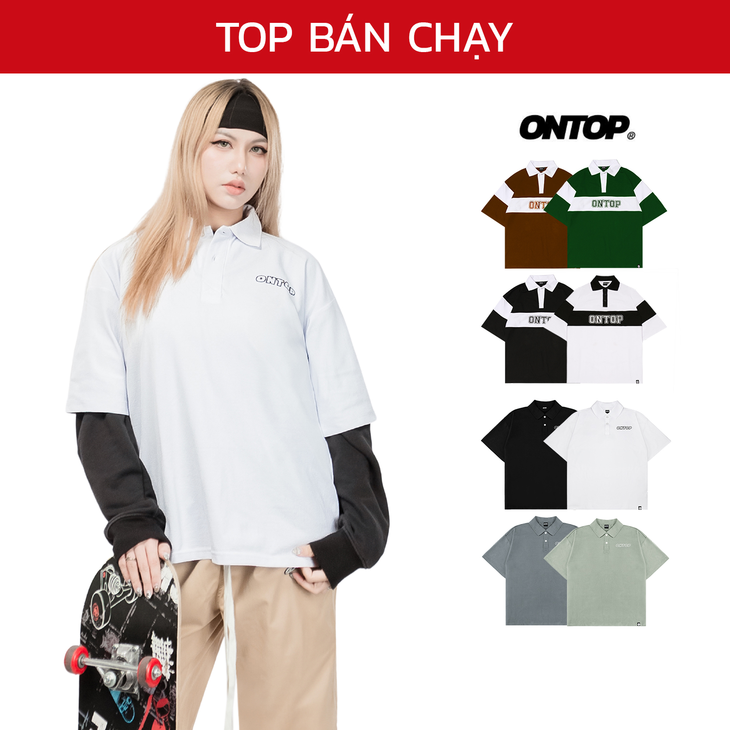 Áo polo form rộng basic local brand ONTOP vải thun cá sấu dày dặn, thoáng mát nhiều màu | O16-T2_O18-T4