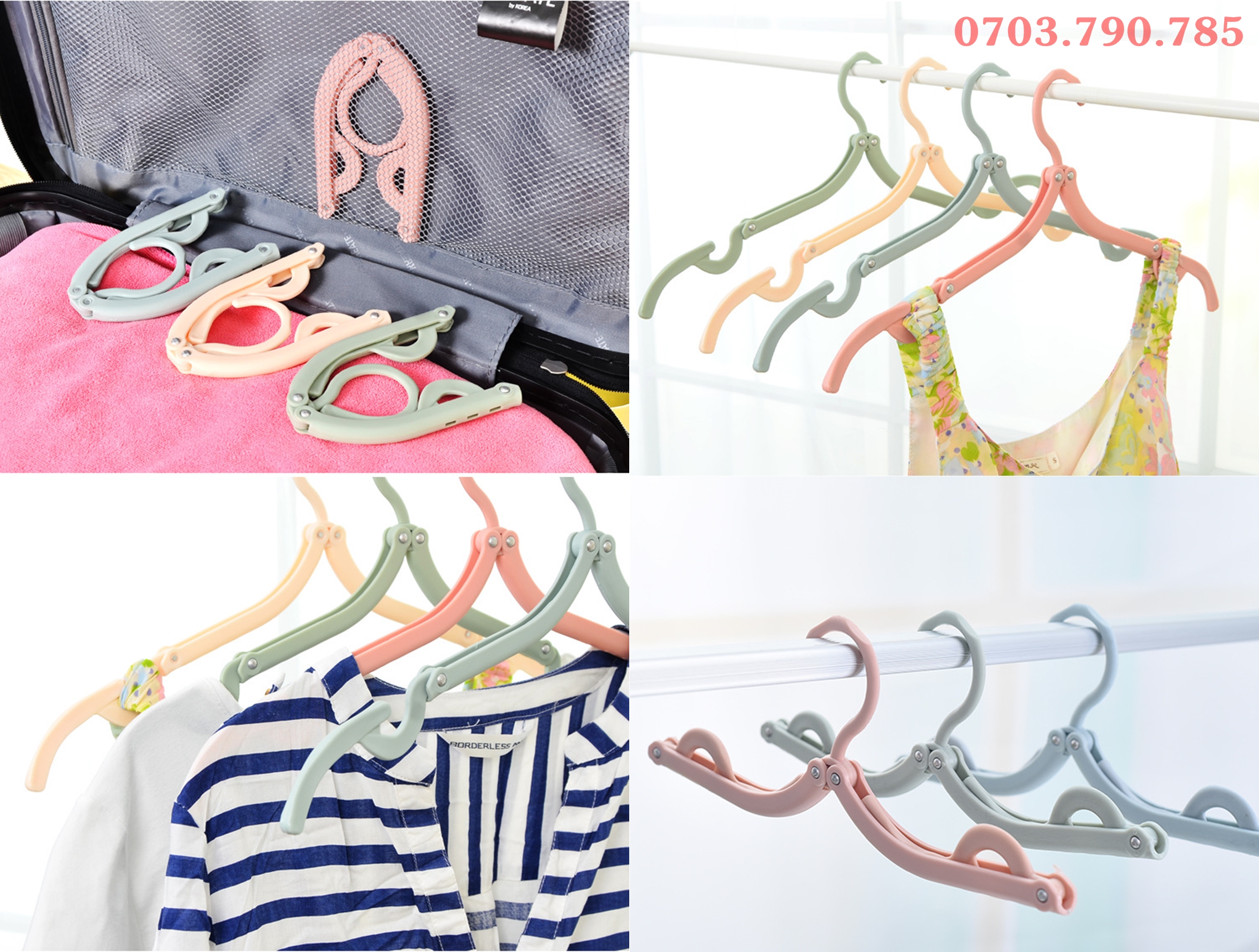 [HCM]Set 3 Móc Treo Quần Áo Xếp Gọn Du Lịch Đa Năng