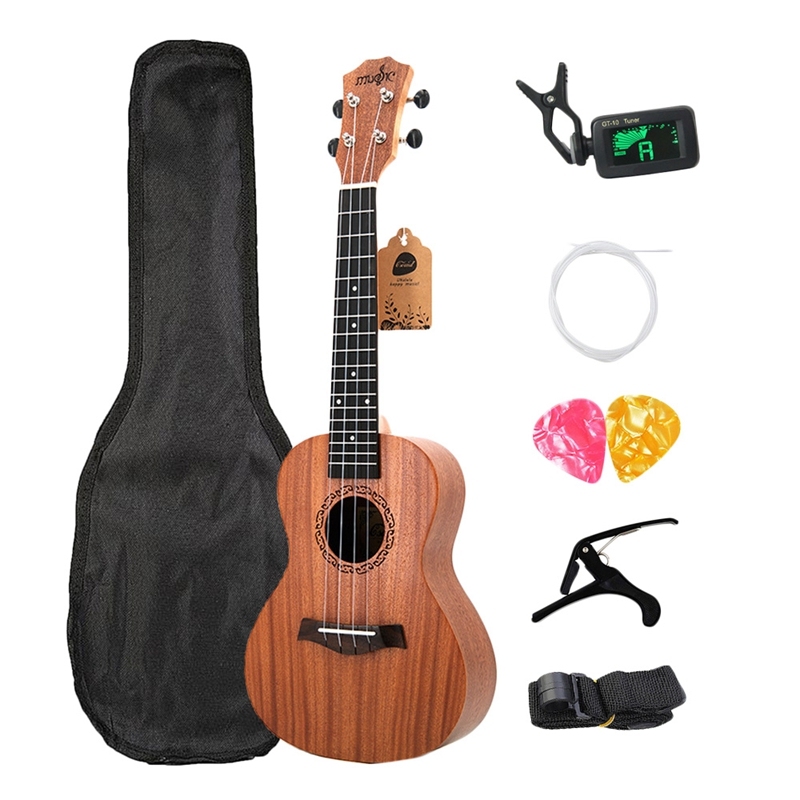 Concert Ukulele Kits 23 Inch Rosewood 4 Strings Hawaiian Mini Guitar With Bag Tuner Capo Strap Stings Picks Musical Instruments For Beginners
