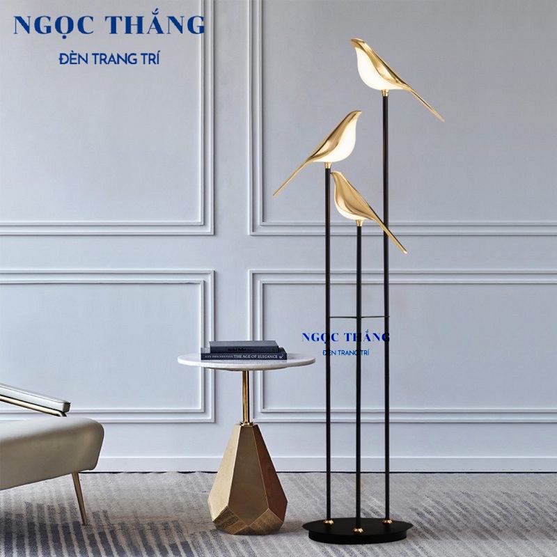 Đèn cây đọc sách 3 chú bồ câu trang trí phòng khách phòng ngủ 24w ánh sáng vàng đb9008/3 ngọc thắng