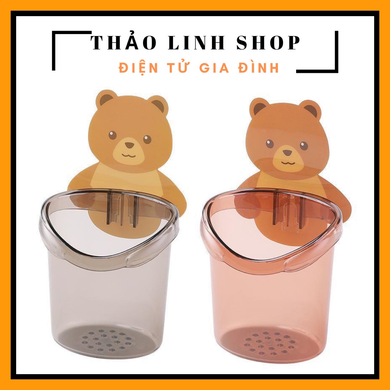 Cốc gấu đựng bàn chải kem đánh răng dán tường