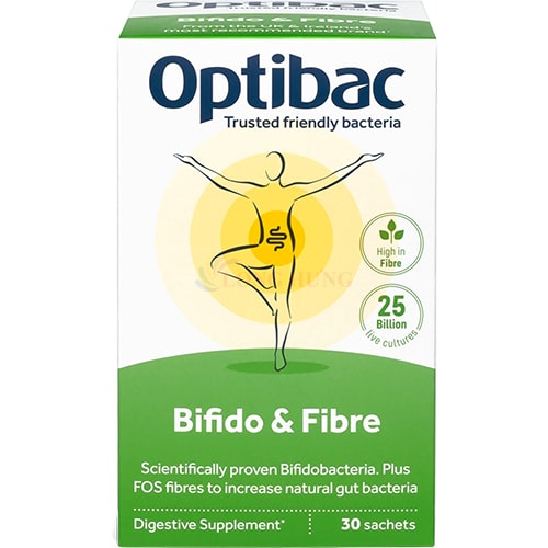 Men vi sinh OptiBac Probiotics Bifido & Fibre bổ sung chất xơ hỗ trợ tiêu hóa - Hàng chính hãng - Kích thích ăn ngon miệng và hấp thu dinh dưỡng tốt hơn, hỗ trợ sức khỏe tổng thể