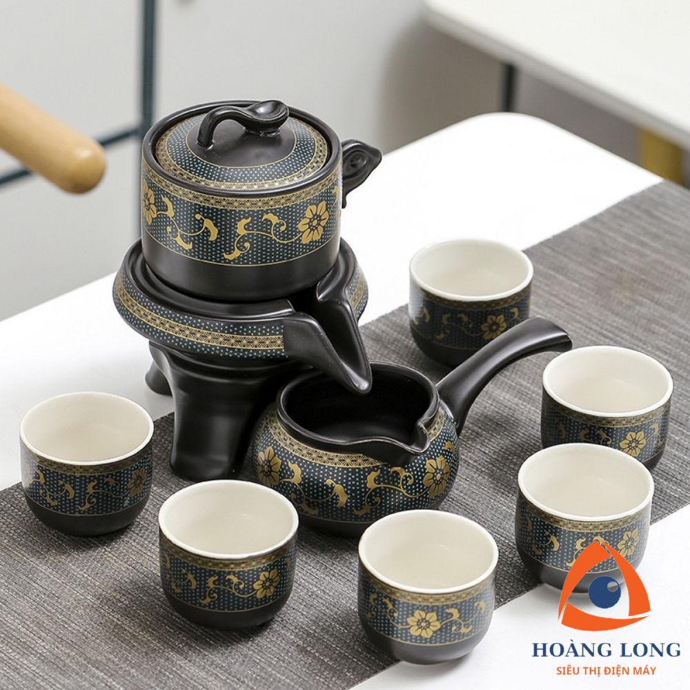 Bộ ấm trà cối xay hoa văn - bộ ấm pha trà đạo cao cấp - bộ ấm chén uống trà , bộ ấm chén uống trà sang trọng , bộ ấm trà gốm sứ , bộ ấm trà độc lạ lòng trắng , đen