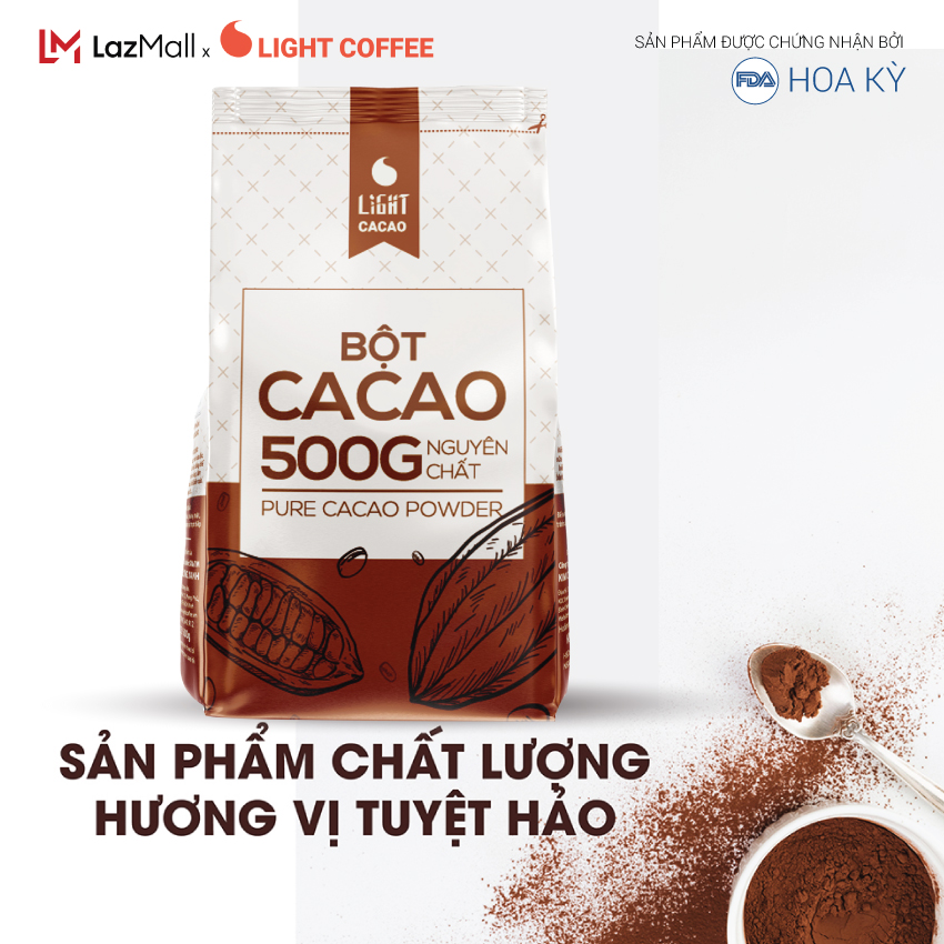 Bột cacao làm bánh nguyên chất 100% - Light cacao - 500gr