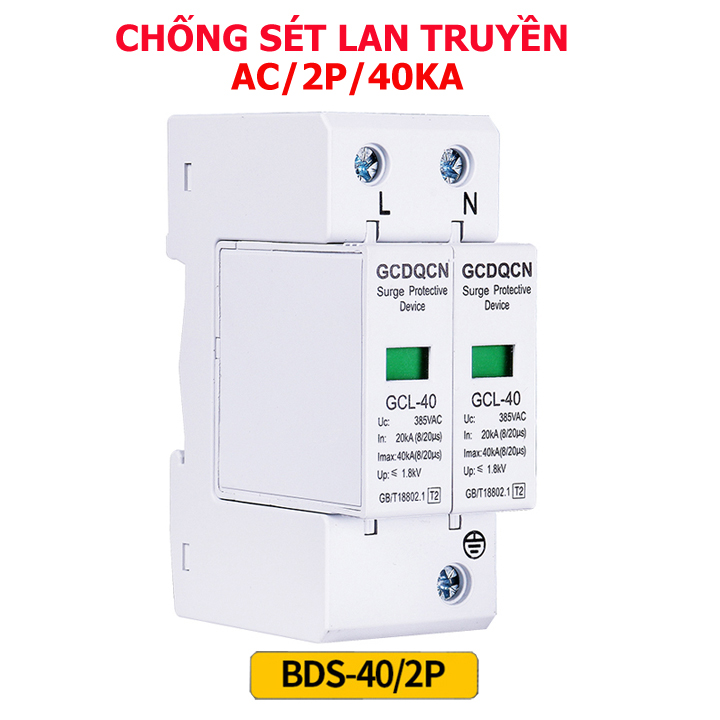 Chống sét lan truyền AC 2P 40KA - cắt lọc sét QCDQCN