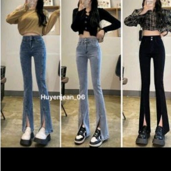 Quần jean nữ ống loe xẻ gấu 04